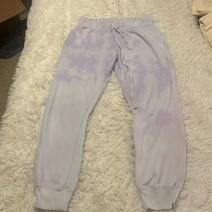 Comfy sweatpants, purple and white tie die with pockets